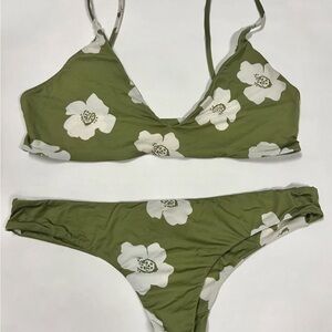 Green Floral Bikini Set